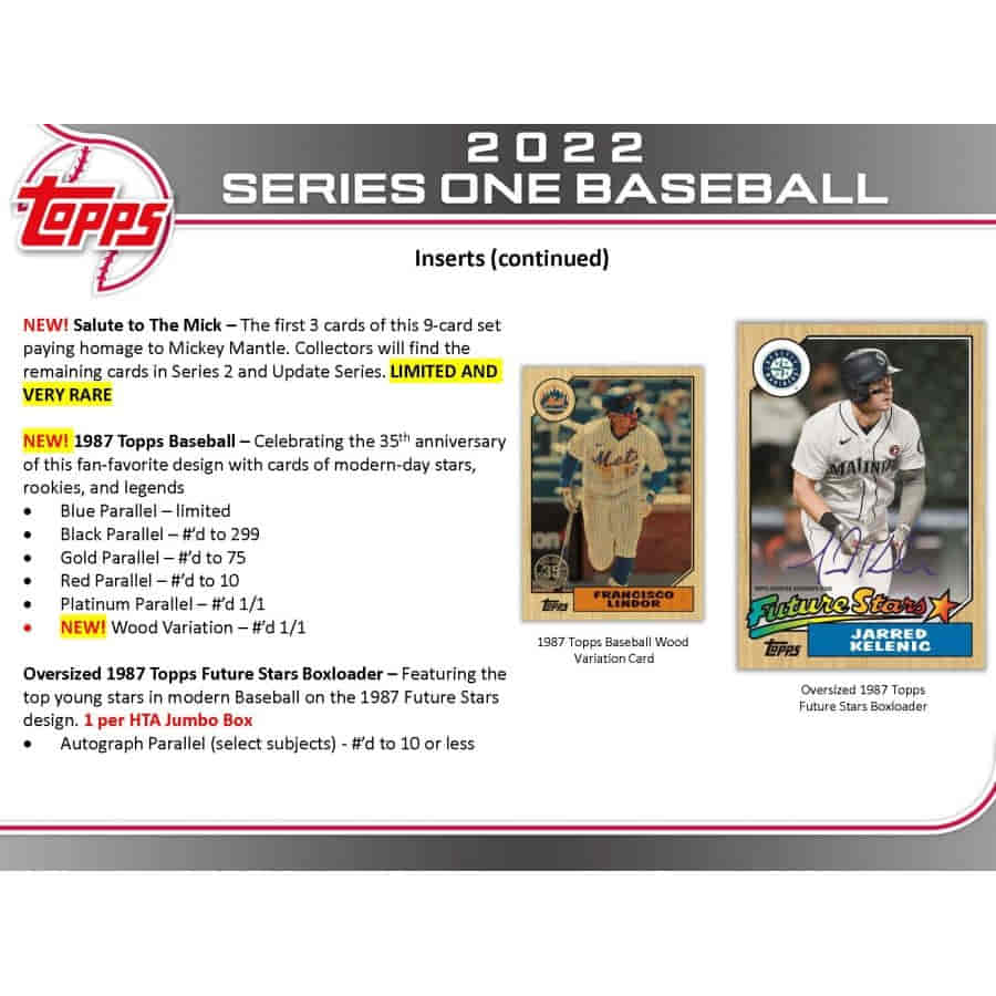 2022 Topps Series 1 Baseball Hobby HTA Jumbo