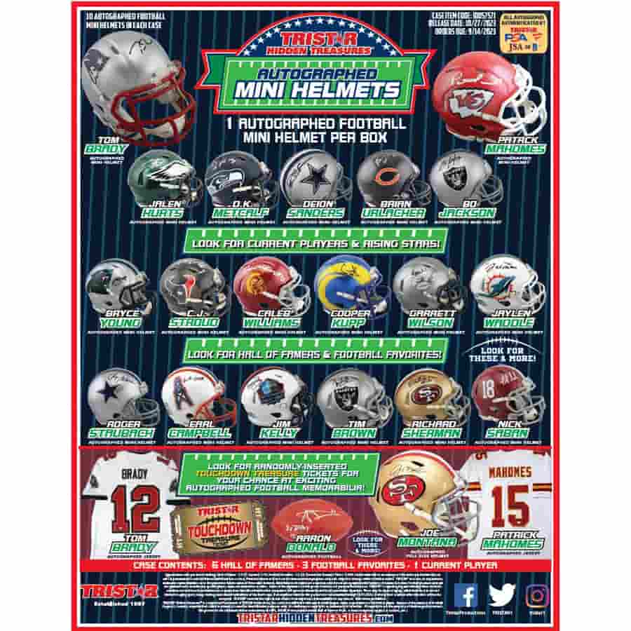 2023 Tristar Hidden Treasures Autographed Football Mini Helmet Platinum Edition Hobby Box