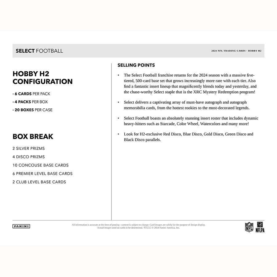 2024 Panini Select Football Hobby Hybrid H2 17347