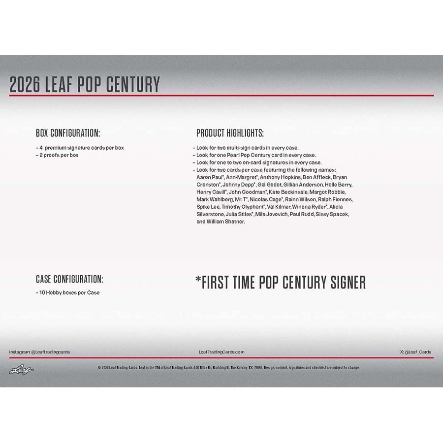 2026 Leaf Metal Pop Century Hobby