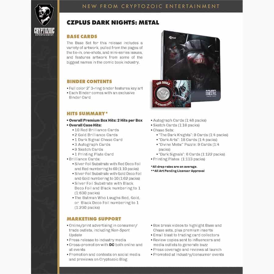 2024 CZPlus Dark Nights Metal Trading Cards