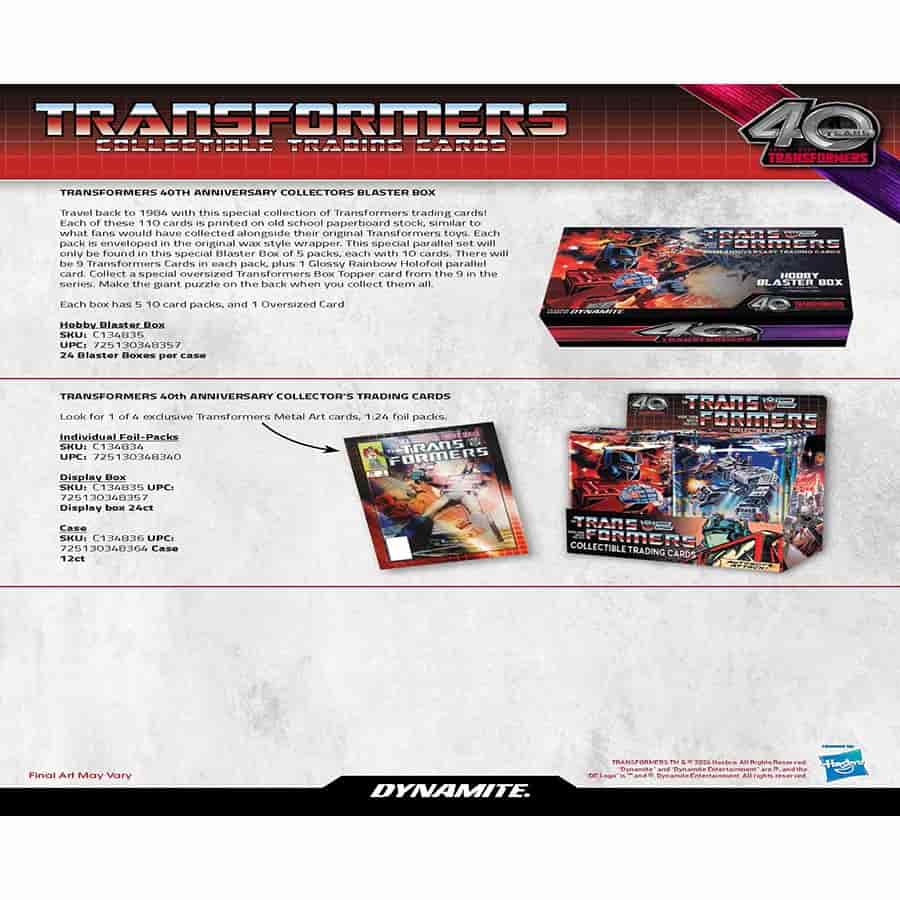 2024 Transformers 40th Anniversary Collector's Trading Cards Hobby