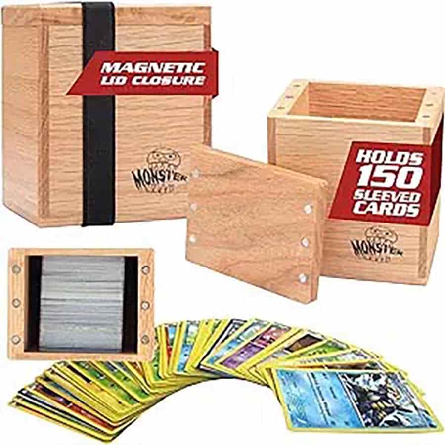 MONSTER WOODEN DOUBLE (250 CARDS) DECK BOX: CHERRY