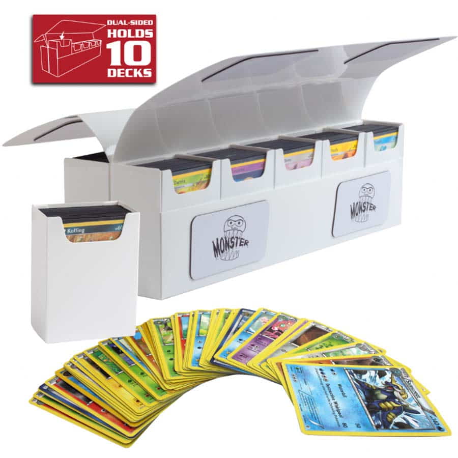 MONSTER MAGNETIC DECK BOXES: DECA 10-DECK BOX WITH REMOVABLE COMPARTMENTS:  BLACK