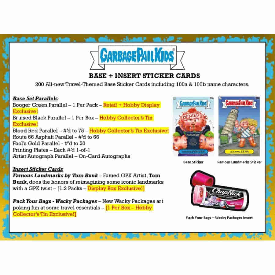 (3) 2021 Tins of Garbage Pail Kids Series 2 selling Go On Vacation series